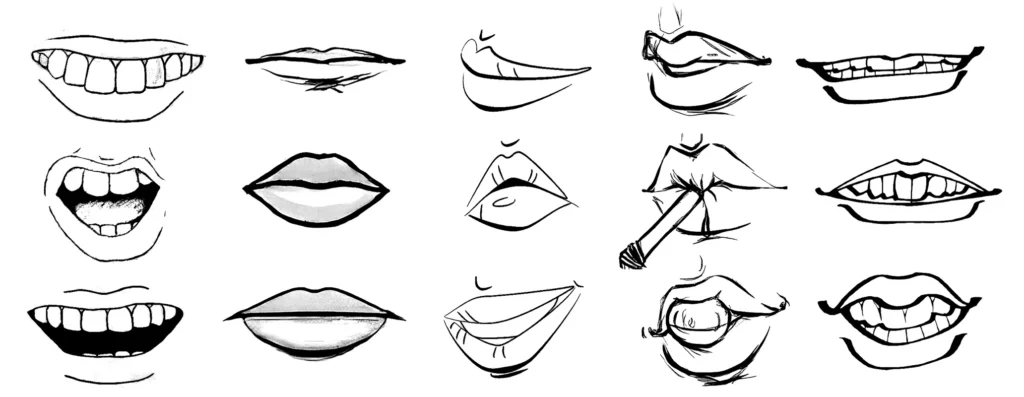 stypes de bouche pour savoir Dessiner une bouche