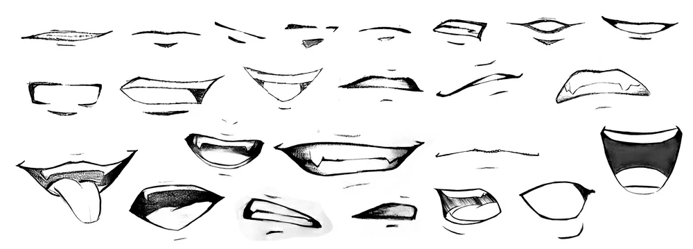 Les formes de bouches pour dessiner une bouche.